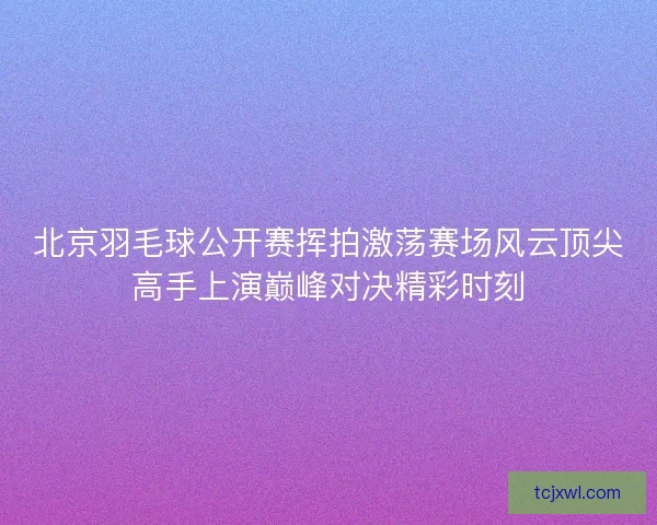 北京羽毛球公开赛挥拍激荡赛场风云顶尖高手上演巅峰对决精彩时刻